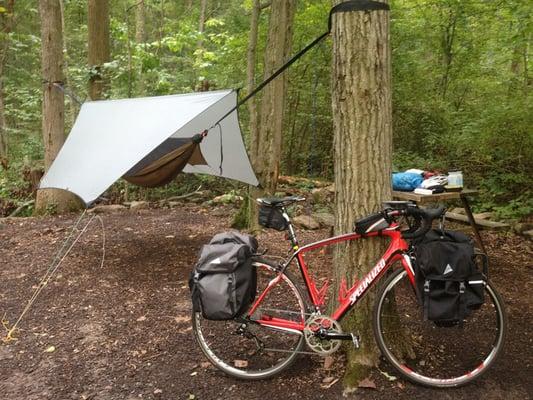 Hammock and bike touring friendly campsite.