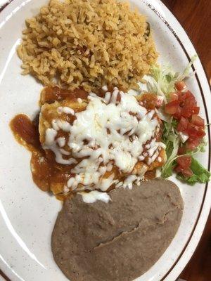 2 ranchero enchiladas / rice & beans