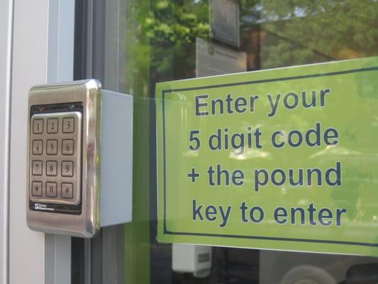 Security codes required for entry to gym.