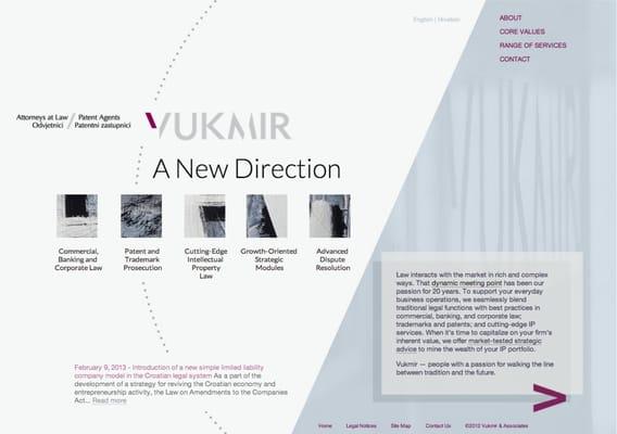 Custom web site for Vukmir, an IP law firm in Zagreb, Croatia.