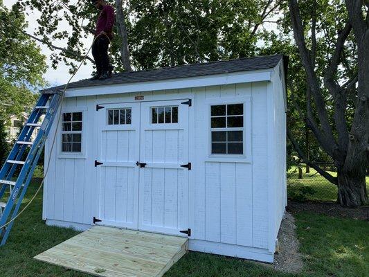 Custom shed with tras windows