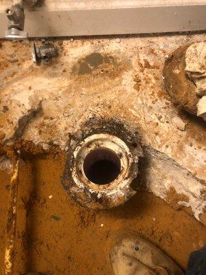 This is the before photo of a Flange Repair job we had in Highland Park