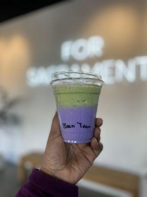 Beam team latte (ube & matcha)