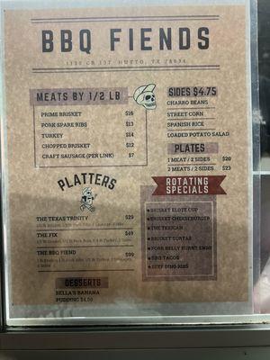 Food truck menu