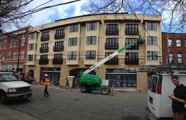 Cleaning the windows at Hotel Ballard opening soon!!