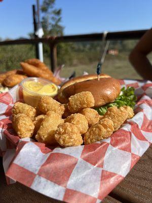 Cabo burger with tots