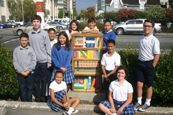 Utility box mural behind county history museum, Marshall st downtown painted by Mount Carmel students summer 2017