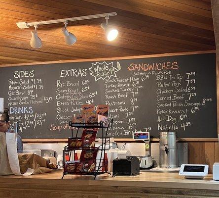 2023 Menu Board/ Sandwich counter.