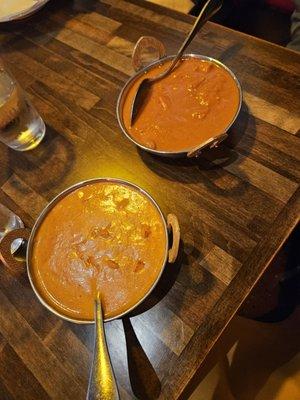 Left: paneer tikka masala Right: butter chicken