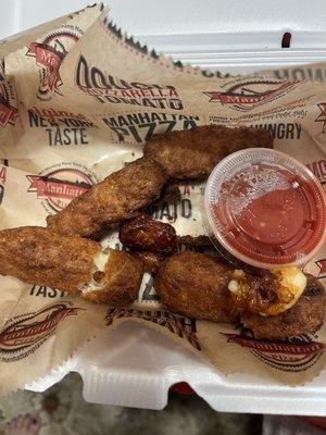 Burnt mozzarella sticks