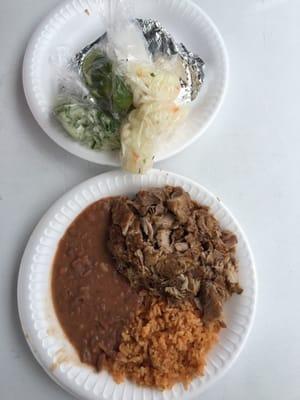 Pork plate with beans and rice