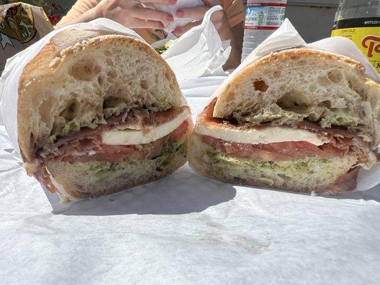 Caprace sandwich with prosciutto