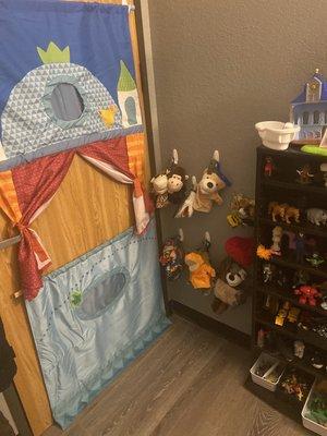 Puppet show part of the play therapy room