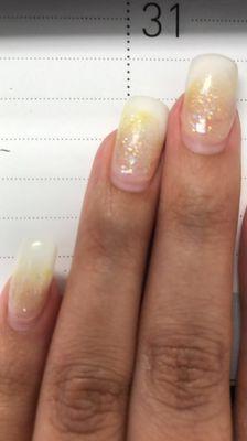 You can see my previous fill in, my nails turned yellow a day later! $35 for this fill in