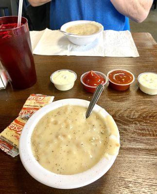 Clam chowder, still yummy Skippers style.