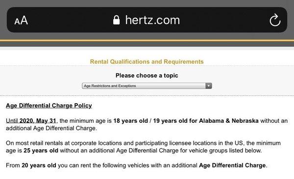 Proof from their website that the minimum age is 18 to rent.