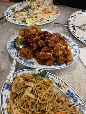 Chicken chow mein, Orange Chicken Special, chicken fried rice