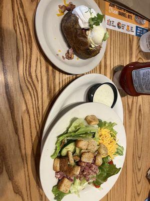 Baked potato with side salad