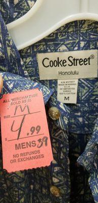 Score! Made in Hawaii! That's a true Hawaiian shirt.