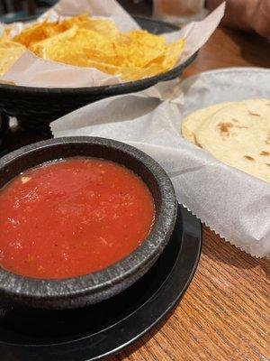 Complimentary chips, salsa & torillas