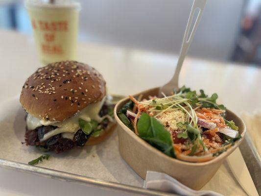 Truffle Mushroom-Swiss Burger and Nice Little Side Salad