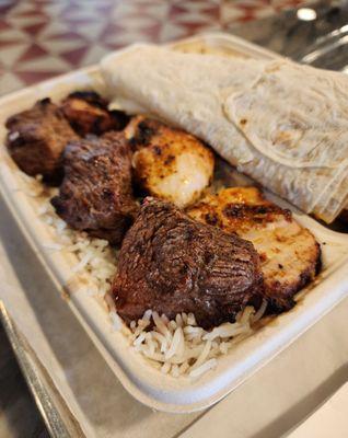 Beef and Chicken Kabob Plate