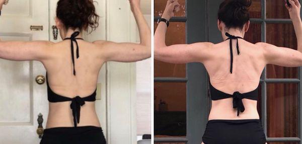 8 Week progress photos of a client wanting to build lean muscle.