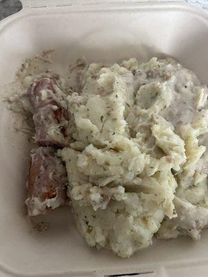 Small sausage and mashed potatoes