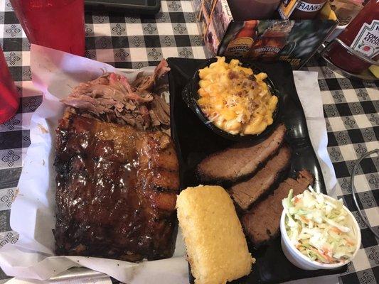 3 meat combo... Pulled Pork, Brisket and St. Louis Ribs.