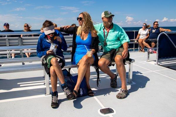 People enjoying the upper deck