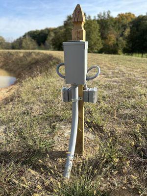 This farm needed some power at their pond. This was a 300' underground run!