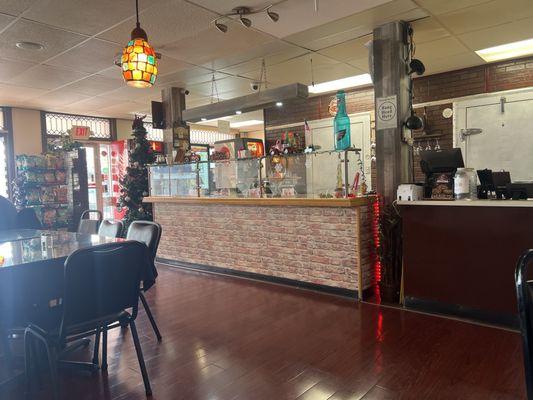 Dining area and counter.