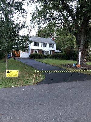 Newly sealed driveway