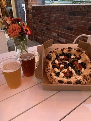 PizzaPazza food truck and great beer (Hefeweizen & Octoberfest).