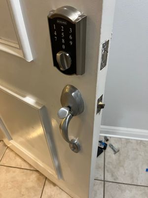 Apartment door new electric touchscreen deadbolt supply and install