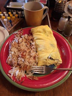 Veggie omelette and hash browns - more than I could eat!