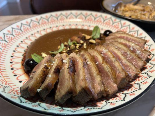 DUCK BREAST with cherry mole, almonds, cocoa nibs, corn tortillas.  This was a culinary delight!