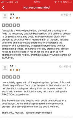 Not so recommended reviews previously left by our happy clients.