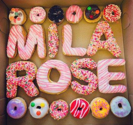 Big letters donuts! With mini donuts