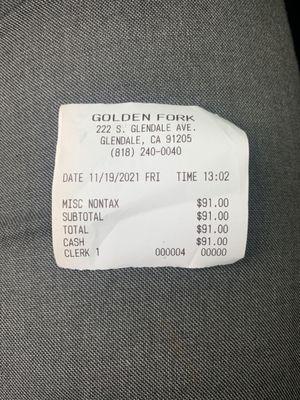 This is the receipt I got.