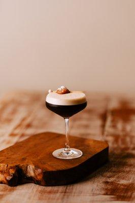 Espresso Martini w/ beignet garnish