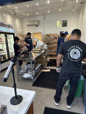 Inside the kitchen at Boichik Bagels in Marin