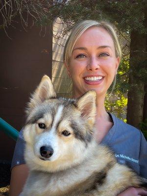 Dr. Ament with Dogtor Koda our therapy dog!