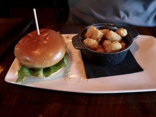 Old Fashion burger with tater tots, $16.