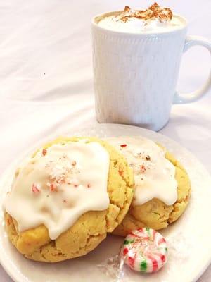 Seasonal Peppermint Stick cookies.  Packaged with hot cocoa packs, it makes a nice gift- delivered!