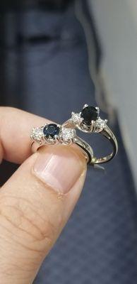 Diamond and sapphire rings