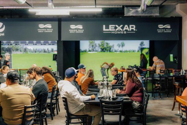 Additional dining area by the (6) virtual golf simulators