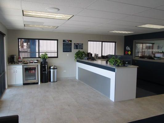 Front desk and refreshment area