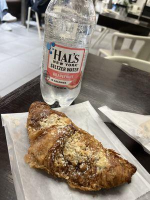 Almond pastry and Hal's seltzer