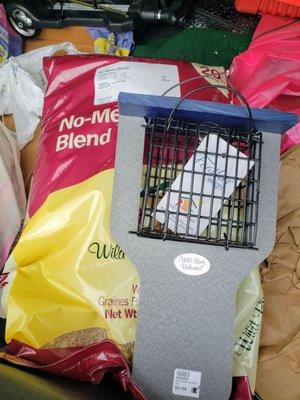 New suet feeder and no mess bird seed.